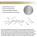 252 Pieces #2 x 1/4" 3/8" 1/2" 5/8" 3/4" Phillips Pan Head Self-Tapping Screws, Wood Screws Assortment Kit, 304 Stainless Steel - size: #2