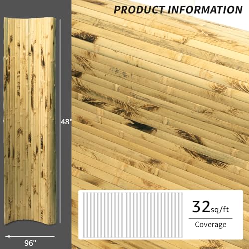 Art3d 48 x 96 in Pole Wrap Natural Bamboo Wall Panel, 1-Pack, Light Burned - color: Light Burned, size: 1-48 inches x 96 inches