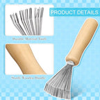 Boao 2 Pack Hair Brush Cleaner,Green,Wood Color,Polished Wooden Handle Rake - color: Green, Wood Color, style: Polished Wooden Handle Rake