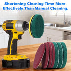 4" Drill Brush Scouring Pads Set, 4Red 4Green + Attachment & Shaft for Tile