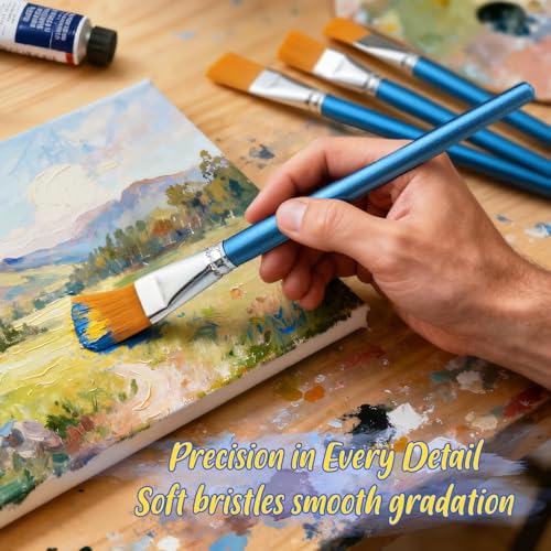 40 Pcs Flat Paint Brushes,1 Inch Craft Paint Brushes, Large Acrylic Paint Brush for Watercolor, Oil Painting, Acrylic,Big Paint Brush for Oil Paint and Body Painting Crafts, Rock Painting - color: 40 Pcs