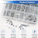 smseace 453Pcs Wood Screws with Nuts and Bolts Assortment Kit 21-Sizes M3/M4/M5/M6 Nut Bolt Washer Assortment Kit 6 Sizes Drywall Screws for Machinery, Furniture, Automotive, Motorcycle Repairs