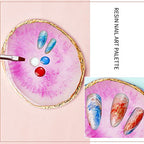 2 Pcs Resin Nail Art Palette, Round Mixing Board, Blue White - color: Purple, White