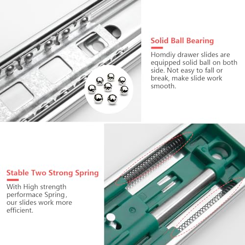 homdiy 10 Pairs Soft Close Drawer Slides 22 Inch Heavy Duty Side Mount Rail - color: Silver, size: 22 Inch