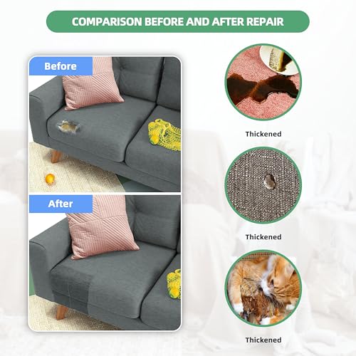 Azobur Coarse Linen Repair Patches, 6 Piece Self-Adhesive Linen Fabric Patches, Multi Color, Can be Used for Linen Sofa Repair and Linen Clothes Repair, Quick Fix Sofa.(Dark Brown) - color: Linen - Dark Brown