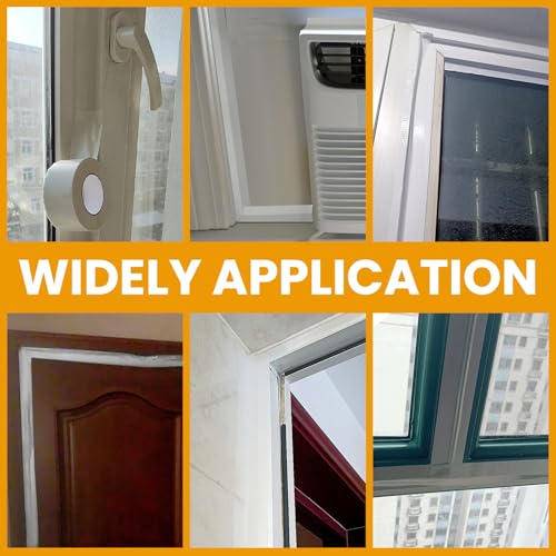 White Window Weather Sealing Tape,Window Draft Isolation Sealing Film Tape, AC Seal Air Conditioner Sealing Tape No Residue, Keep Out Cold Air Dust Rain, Waterproof (3inch*65.5ft) - color: White, size: 3 Inch x 65.5 FT