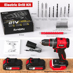 Sundpey 620In-lbs Brushless Cordless Drill Set, Electric Power Drill Set - color: Red
