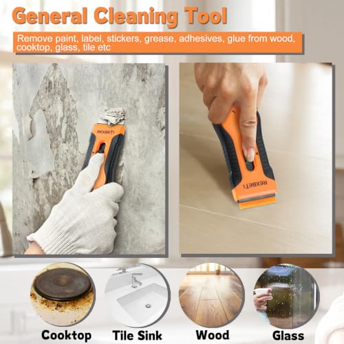 REXBETI Razor Blade Scraper Tool, 8 Pack Windows, Glass Stovetop Scraper - style: Original 8 Pack