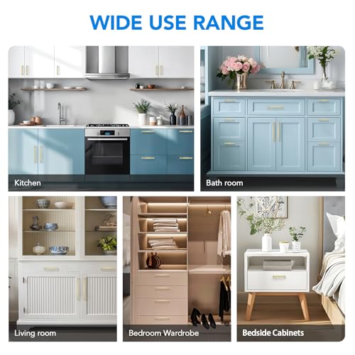 HOME EDIT Brushed Gold Cabinet Handles 3 Inch Pulls 10 Pack - color: Brushed Gold, size: 3 inches Hole Center