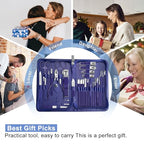 30Pcs Manicure Pedicure Kit，Nail Clippers Kit Professional and Stainless Steel Nail Care Tools，Toenail Clipper Cutters Men's Accessories Whit Beauty Tools Luxurious Travel Case (Blue) - color: 30 in 1 Blue