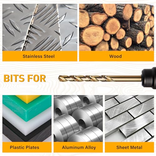 15Pcs Cobalt Drill Bit Set, M35 HSS Jobber Length Twist Drill Bit Set for Cast Iron, Stainless Steel, Plastic and Wood, 1/16" - 3/8" - style: 15PCS