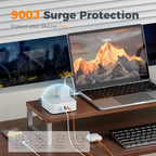 TESSAN Surge Protector Power Strip with 900J Surge Protection, 10 Ft, Grey - color: Grey with 1 USB C, size: 10 feet