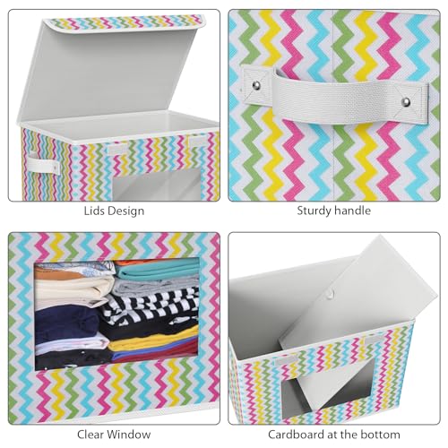 Univivi Fabric Foldable Storage Boxes with Lids, 4 Pack, Colorful - color: Colorful Ripple
