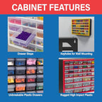Akro-Mils 16-Drawer Plastic Storage Cabinet, 10.5"W x 6.5"D x 8.5"H, Black - size: 16 Drawer