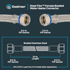 Eastman 24 Inch Steel-Flex Water Heater Connector, 3/4 Inch x 3/4 Inch FIP Swivel, Braided Stainless Steel Water Heater Connectors, 48252 - size: 24 Inch