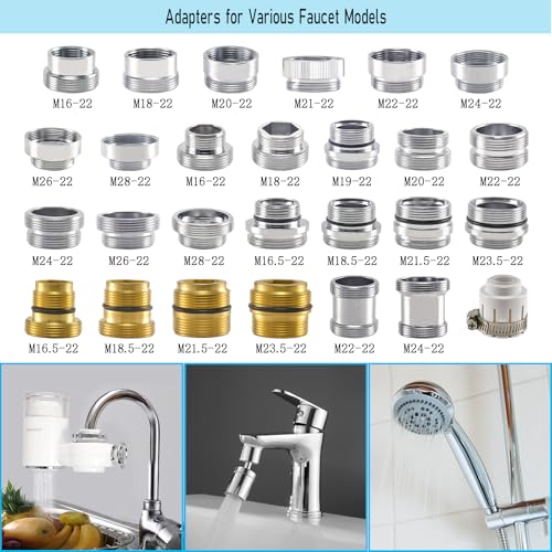 Faucet Aerator Adapter, M18.5 Male to 55/64" Male Adapter(M18.5-M22) - color: Silver, size: M18.5-M22