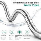 Short Metal Garden Hose Connector 10FT, Stainless Steel Small Hose Extension Adapter for Hose Reel, Flexible, Lightweight & Heavy Duty Water Pipe, No Kinking Outdoor Water Hose for Yard - size: 10FT