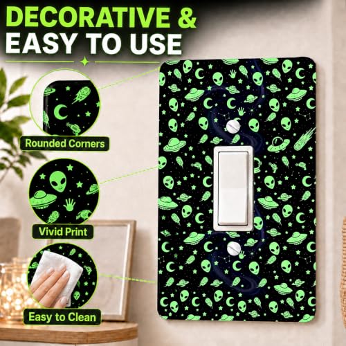Sci-Fi Alien UFO Light Switch Cover Plates Toggle Switch Covers Plate - color: Alien, size: Toggle Light Switch