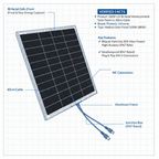 100W 12V bi-facial monocrystalline solar panel with 60cm cable