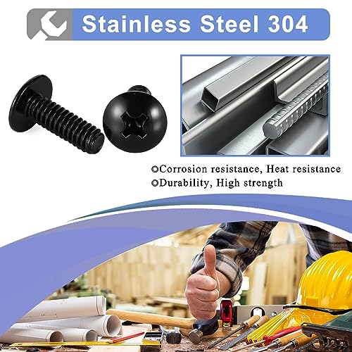 #6-32 x 1/2" Truss Head Machine Screws, Full Thread, 18-8 Stainless Steel, Black Finish, Quantity 100 - color: Black, size: #6-32 x 1/2"