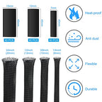 Tatuo 65.6ft Braided Cable Sleeve Expandable Wire Sheathing(Black) - color: Black, size: 65.6 ft
