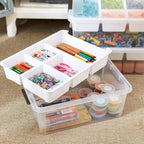MACOPRO 17QT Clear Plastic Box Craft Storage Bin with Removable Tray & Lid - size: 1Pack-17QT