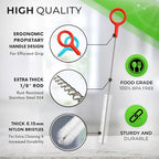 Buenalife Heavy Duty Cleaning Brushes Set of 4 - Extra Long Straw Cleaners for Metal and Plastic Reusable Drinking Straws, to Clean Small Spaces, Sippy Cups, Water Bottles - Sturdy Hard Brush Bristles - color: Blue & Red