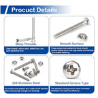 #4-40 Phillips Pan Head Machine Screws Nuts Assortment Kit, 3/16"-1" Length - size: #4-40