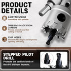 Metal Hole Saw 5/8''(16mm) 2Pcs Set Heavy Duty Tungsten Carbide Tipped Hole Cutters Set with a nitrided Step Drill and L-flench, for Steel Iron,Aluminum,Stainless stell,Plastic - size: 5/8''(16mm)-2PCS