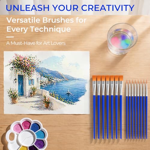 Smallbudi 300 PCS Small Paint Brushes Bulk for Kids Classroom - size: 150Flat+150round