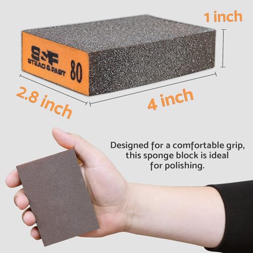 S&F STEAD & FAST Sanding Sponge 60 80 120 180 220 320 Grit 6 Pc, Tack Cloth