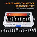 Nilight 480PCS Insulated Male and Female Spade Terminals | Open Barrel Copper Crimp Electrical Tin Plated Wire Connector 22-16AWG 22-14AWG 18-14AWG for Automotive Car Audio Speaker Wiring Projects - color: 480PCS Crimp Terminals