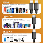 Multi Charging Cable, 2Pack 4FT 4 in 1 Charging Cable for Multiple Devices - color: Black
