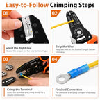 KF CPTEC Wire Crimper Kit 9PCS, AWG 22-2, Tool-Free Quick-Change Dies