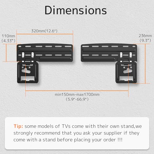 Ultra Slim TV Mount Slim Fit Wall Mount for 43 to 85 inch 2021 Samsung Neo QLED, Q SeriesTVs, Crystal UHD TVs, The Frame TV (excluding Q80A, AU7000), Hold up to 132 lbs, Max VESA 1200x800