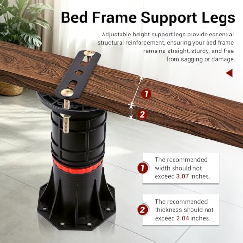 LOSCHEN 8 PCS Adjustable Bed Support Legs with Metal Fixing Accessories, 8.4-13.5 Inch，Heavy Duty Bed Frame Support Feet,Bed Support Reinforcement Parts Bed Slats Support Leg Bed Replacement Legs - size: 8.4-13.5 inch (8pcs)