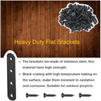 8 Pack Black Straight Brace Brackets 4 Inch Stainless Steel Flat Mending Plates, Heavy Duty Repair Fixing Joining Brackets for Wood Furniture with Screws