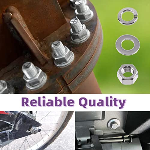 Swpeet 150Pcs SAE 304 Stainless Steel #6-32" Hex Nuts and #6 Flat Washers with #6 Split Lock Washers Assortment Kit, Coarse Thread Hexagon Nut for Home Automotive Shop Use - size: #6-32 Hex Nuts & Washers