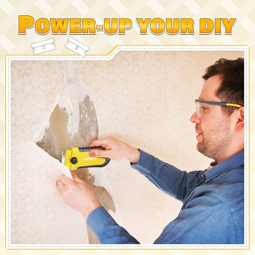 DIYSELF 2 Pack Razor Blade Scrapers with 30 Blades, Stove Scraper Tools - color: Yellow, size: 2 Pack