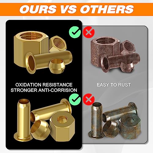 180PCS Brass Compression 1/4" 3/8" 5/16" 1/2" Sleeve Ferrule Insert Nuts - size: 180pcs 4 Size Kit
