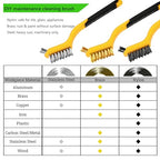 Wire Brushes 3Pcs, Nylon/Brass/Stainless Steel Bristles with 7in Handle - color: 3 PCS YELLOW