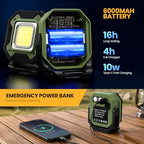 2-Pack 6000mAh Magnetic LED Work Light Rechargeable Waterproof - color: Green