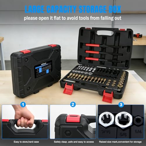 Nilight 61PCS Thread Chaser Set SAE Metric Universal UNC UNF Sizes - size: 61PCS Metric & SAE