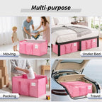 8 Pack Extra Large Clothes Storage Bins with Lids, Moving Bags, Pink - color: Pink, size: 8 Pack