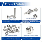 206Pcs #10-24 x 1/4" to 1-1/4" Pan Head Machine Screws Nuts Washers Kit - size: #10-24