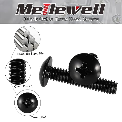 #6-32 x 1/2" Truss Head Machine Screws, Full Thread, 18-8 Stainless Steel, Black Finish, Quantity 100 - color: Black, size: #6-32 x 1/2"