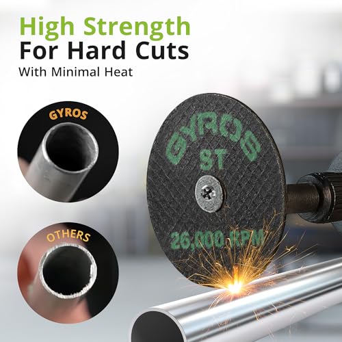 GYROS Cut-Off Wheels for Rotary Tools – 2.5” Super-Tensile Fiberglass Reinforced, 12-Pack | Cuts Stainless Steel, Titanium, Nickel, Carbon & Chrome Alloys | Made in USA 11-42502/12 - size: 2.5 inches (12 pcs)