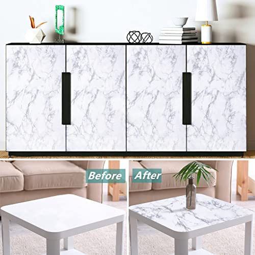 Arthome White Marble Contact Paper - Peel and Stick Wallpaper - Self-Adhesive & Removable Wall Paper for Furniture Desk, Kitchen Countertop, Cabinet, Shelf Liner, Wallcovering, (17"x393") - color: White Marble, size: 17" x 393"