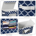Univivi Fabric Foldable Storage Boxes with Lids, 4 Pack, Blue Lantern - color: Blue Lantern