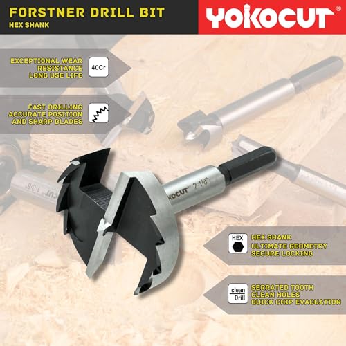 Forstner Bit Set 8Pcs Hex Shank, Wood Drill Bits Set with Multi Sided Shank, Forstner Bits for Woodworking - style: 8PCS Forstner Bits Set
